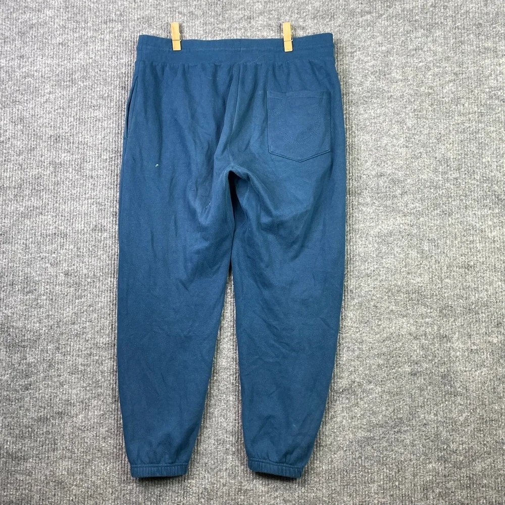 True Religion Sweatpants Mens XL Blue Horseshoe Logo Fleece Joggers Streetwear